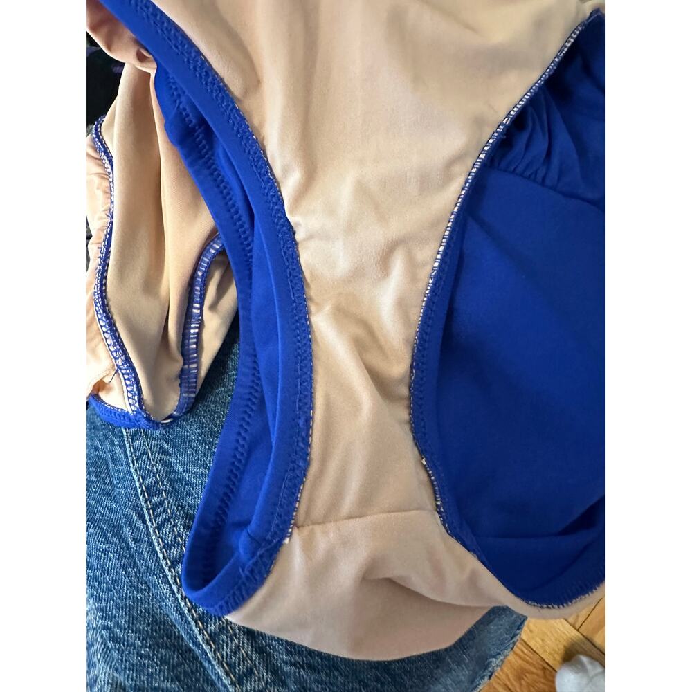 J.Crew Royal Blue V-Neck Ruched One Piece Swimsuit 2 Vacation Coastal Nantucket - Picture 4 of 5